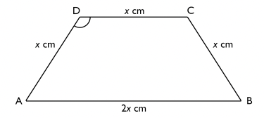 Hur stor är vinkeln D i parallelltrapetsen ABCD?