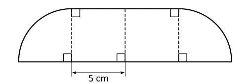 Ett geometriskt objekt kan delas upp i två kvadrater och två kvartscirklar, som figuren visar. Vilken omkrets har objektet?