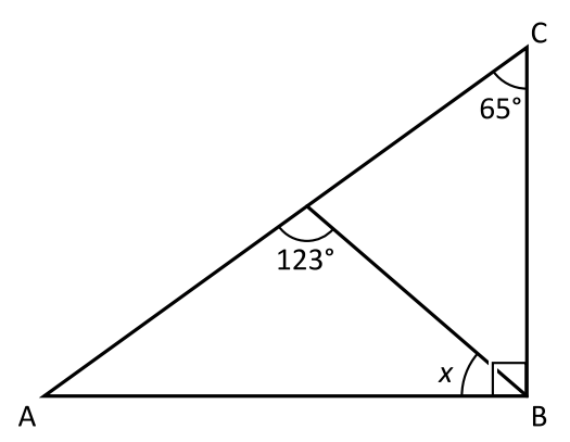 Hur stor är vinkeln $\boldsymbol{x?}$