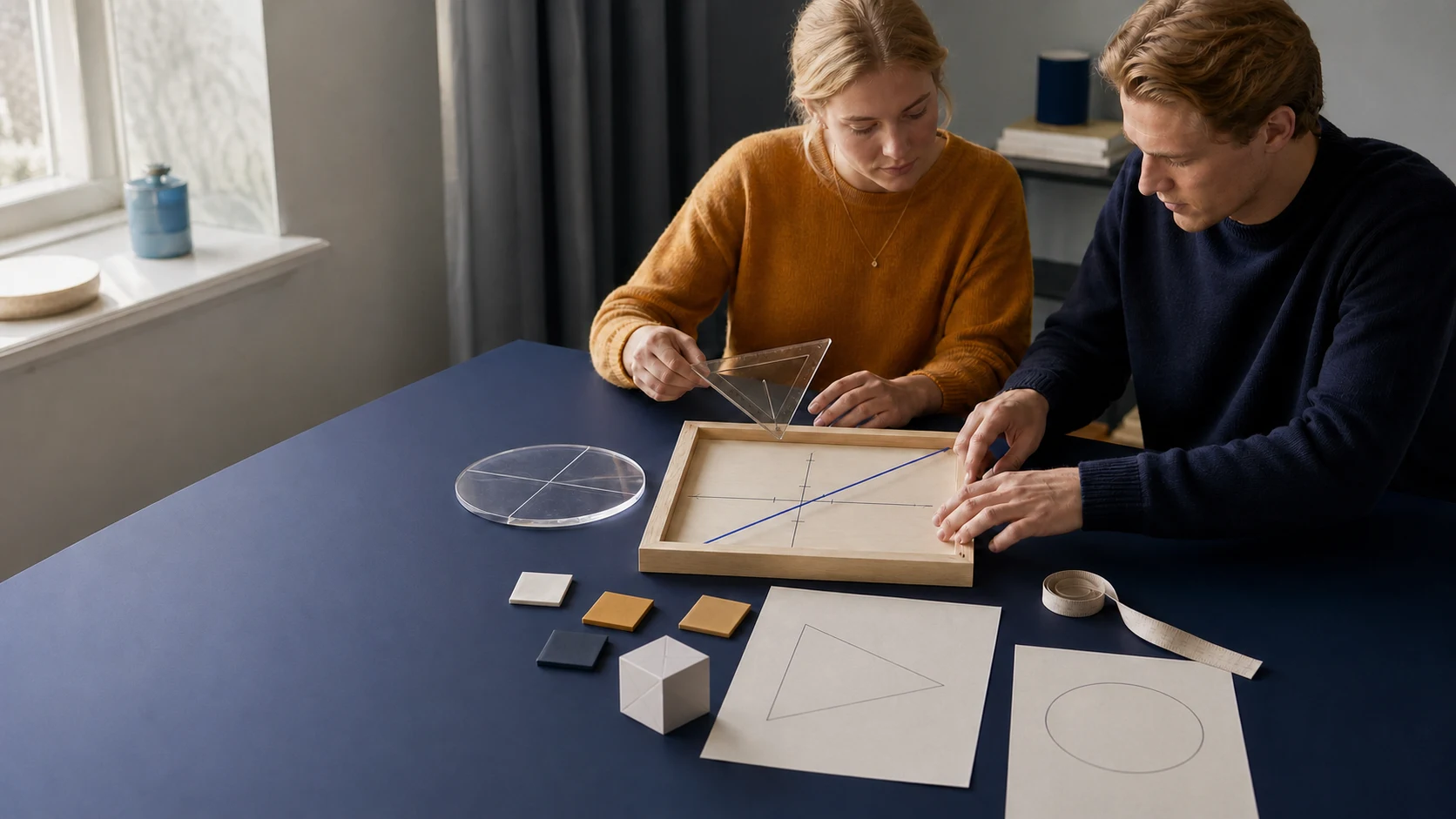 Studenter arbetar med ett utskrivet formelblad och matematiska anteckningar