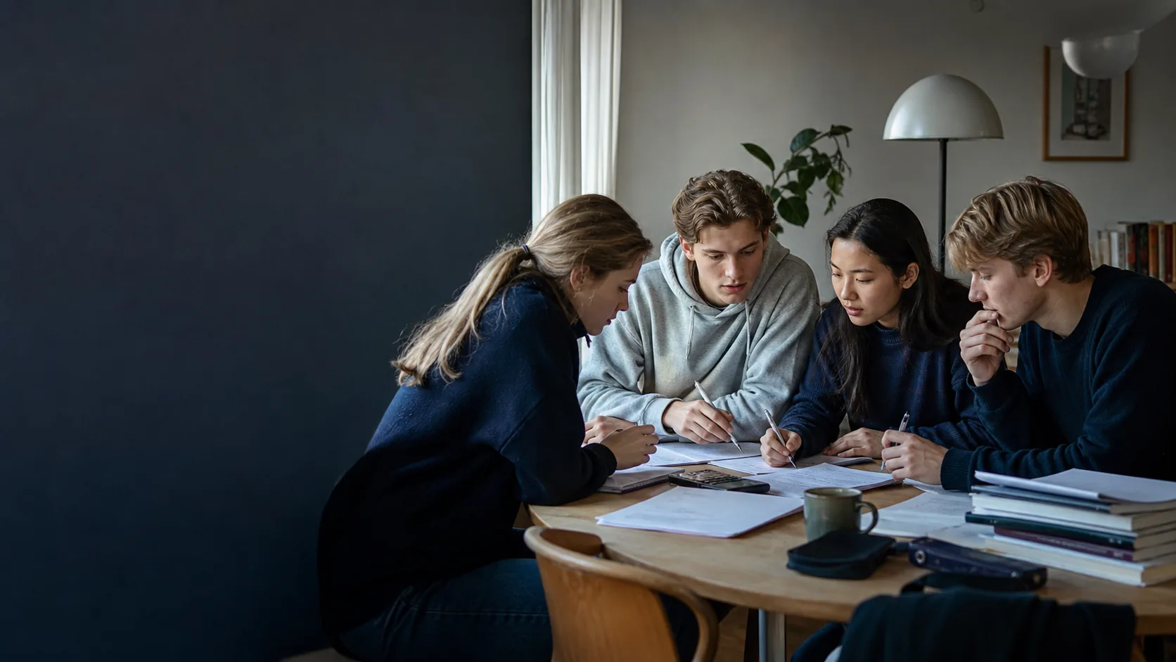 Studenter som förbereder sig tillsammans inför högskoleprovet
