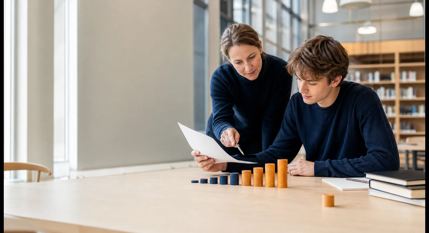 Student som tolkar sitt högskoleprovsresultat med en tydlig poängskala och ett personligt mål