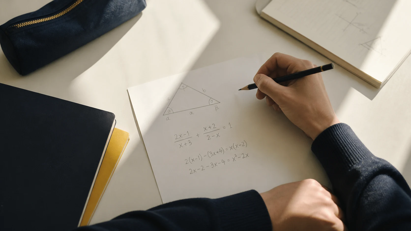 Elev som löser en XYZ uppgift genom att översätta text till en matematisk modell