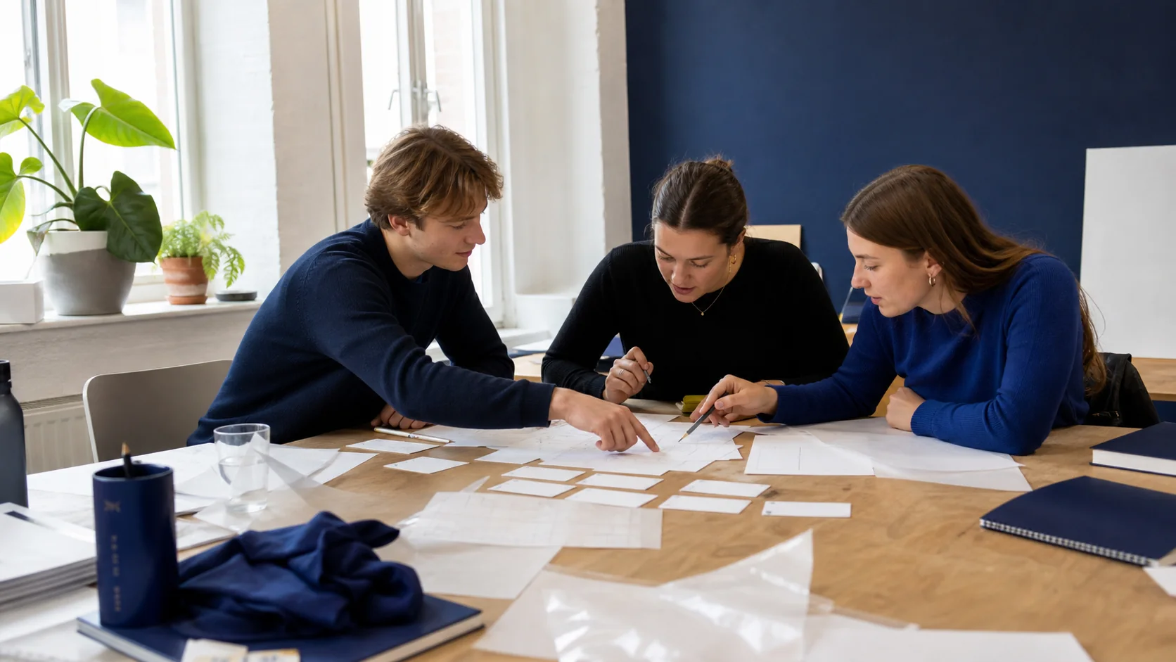 Student som planerar träningen till högskoleprovet med provpass, anteckningar och kalender